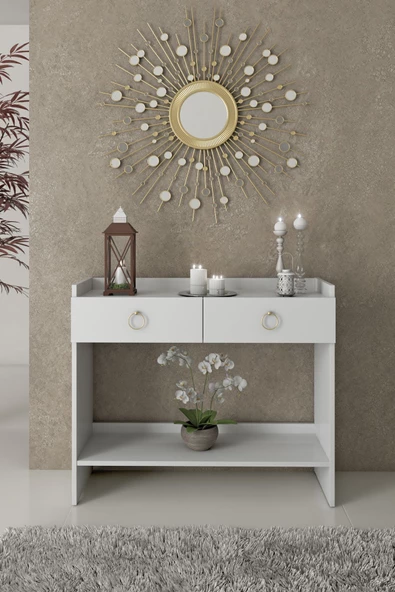 Boyut Mobilya 2 Kapaklı, Sabit Ayaklı, Dekoratif Dresuar (90 CM) - 2