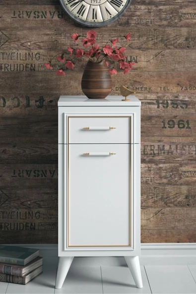 Boyut Mobilya Çekmeceli, Raflı Ayaklı Dekoratif Komodin, Şifonyer