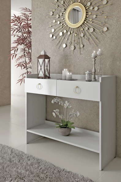 Boyut Mobilya 2 Kapaklı, Sabit Ayaklı, Dekoratif Dresuar (70 CM)