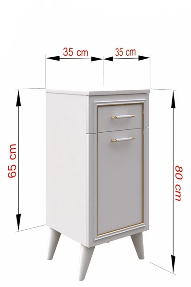Boyut Mobilya Çekmeceli, Raflı Ayaklı Dekoratif Komodin, Şifonyer - 4