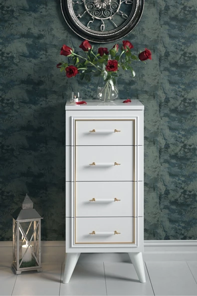 Boyut Mobilya 4 Çekmeceli, Ayaklı Dekoratif Şifonyer