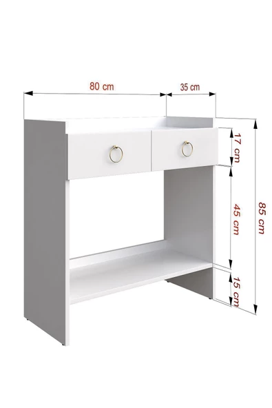 Boyut Mobilya 2 Kapaklı, Sabit Ayaklı, Dekoratif Dresuar (80 CM) - 5