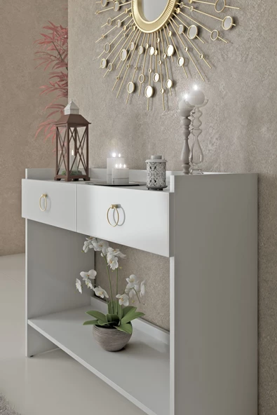 Boyut Mobilya 2 Kapaklı, Sabit Ayaklı, Dekoratif Dresuar (80 CM) - 4