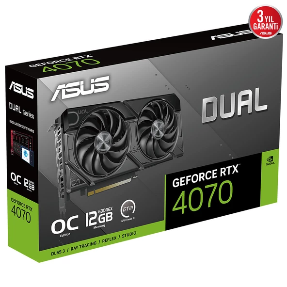 Asus Nvıdıa Geforce Rtx 4070 Dual Evo Oc Dual-Rtx4070-O12g-Evo 12 Gb Gddr6x 192 Bit Ekran Kartı