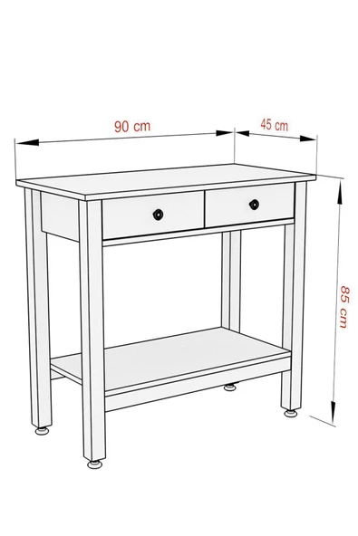 Boyut Mobilya 2 Çekmeceli, Sabit Ayaklı, Dekoratif Dresuar - 4