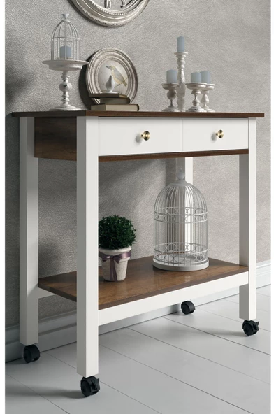 Boyut Mobilya Servant, 2 Çekmeceli, Tekerlekli Servis Sehpası, Kahve Köşesi - 2