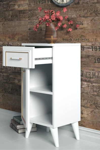 Boyut Mobilya Çekmeceli, Raflı Ayaklı Dekoratif Komodin, Şifonyer - 3