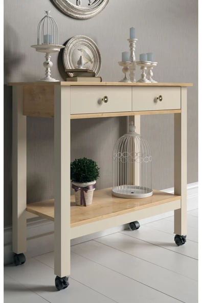 Boyut Mobilya Servant, 2 Çekmeceli, Tekerlekli Servis Sehpası, Kahve Köşesi - 2