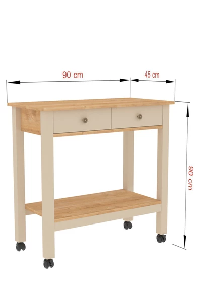 Boyut Mobilya Servant, 2 Çekmeceli, Tekerlekli Servis Sehpası, Kahve Köşesi - 4