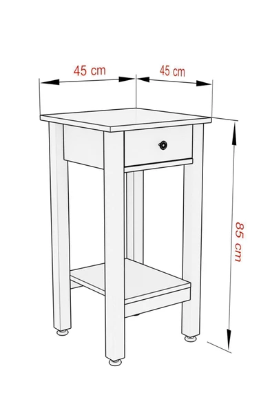 Boyut Mobilya Tek Çekmeceli, Sabit Ayaklı Dekoratif Dresuar - 4