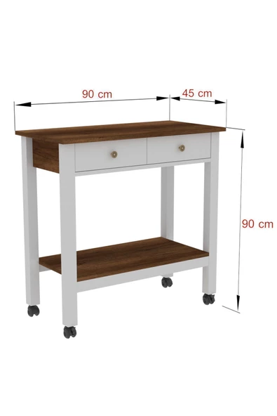 Boyut Mobilya Servant, 2 Çekmeceli, Tekerlekli Servis Sehpası, Kahve Köşesi - 4