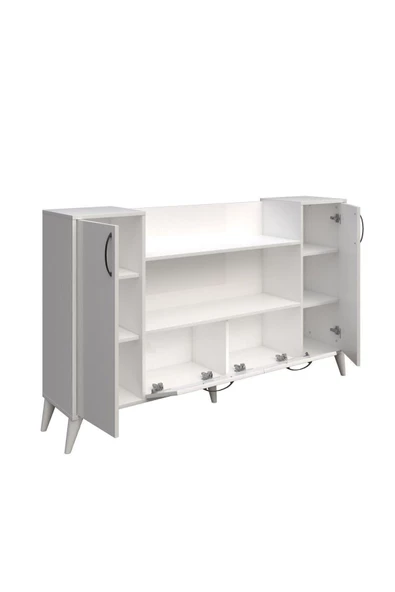 Boyut Mobilya 4 Kapaklı 10 Bölmeli Ayaklı Dekoratif Kitaplık, Konsol - 3