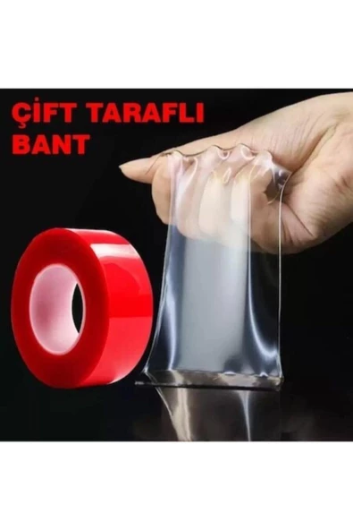 Çift Taraflı Bant Şeffaf Silikon Bant Güçlü Yapıştırıcı Montaj Bandı 10mm X 5 Metre - Hızlı Yapıştır