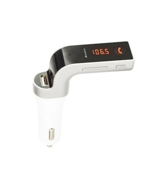 Torima Carg7 Bluetooth Araç Fm Transmitter Usb Girişli Beyaz Android Ios Cihazlar Uyumlu+AUX kablo