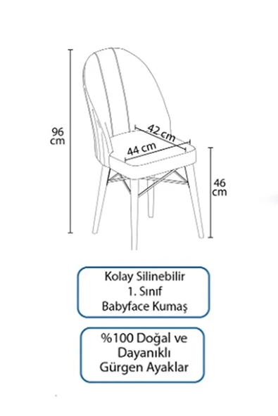 Kaffahome Comfy Ay Sandalye , 1.sınıf Babyface Kumaş, Mutfak Sandalyesi 1 Adet Krem Sandalye