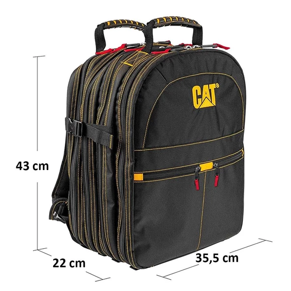 CAT DA980209 17'' 5 Bölmeli Ağır Hizmet Bez Alet Sırt Takım Çantası - 11
