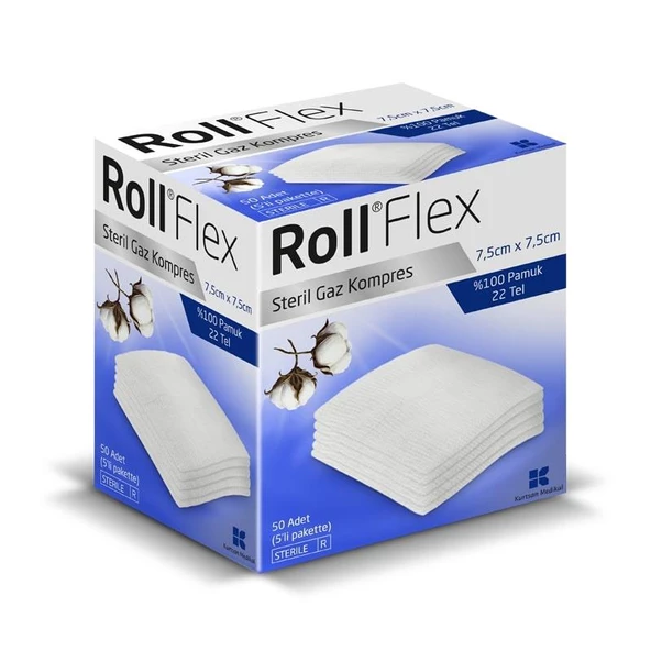 Roll Flex Gaz Kompress 7,5cm x 7,5cm 50'li ürün görseli 1