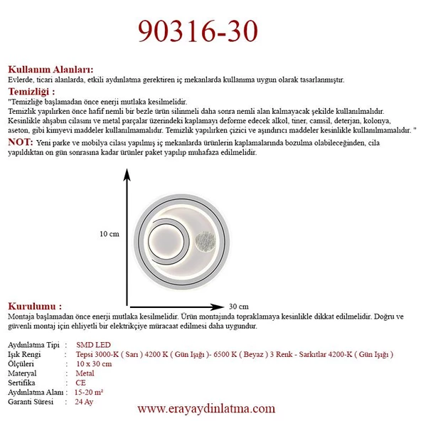 Eray Aydınlatma 90316-30 Plofonyer Led Avize - 5