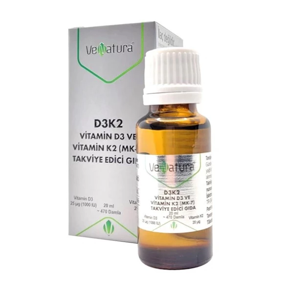 VeNatura Vitamin D3 Ve Menaquinon 7 Takviye Edici Gıda 20 ml