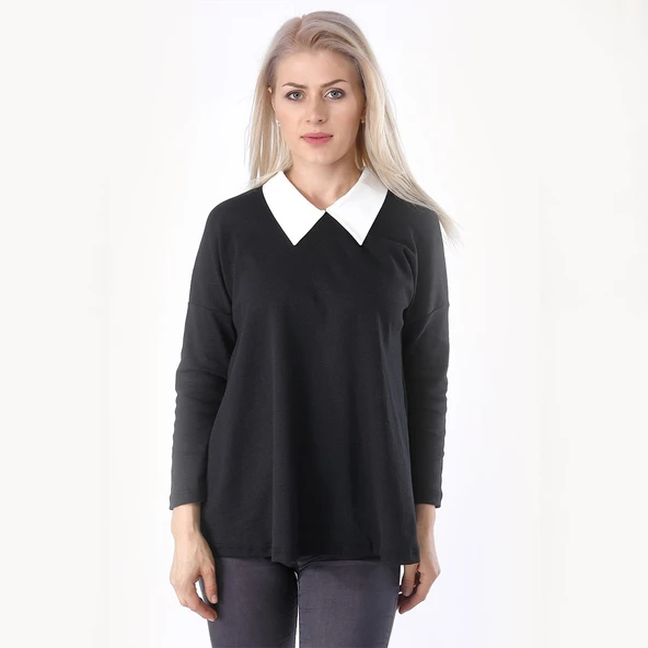 Günlük Gömlek Yaka Salaş Kadın Bluz - 3