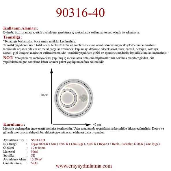 Eray Aydınlatma 90316-40 Plofonyer Led Avize - Resim 5