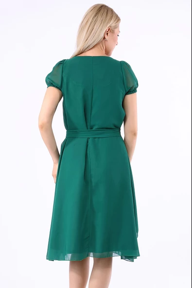 Günlük Yazlık Fırfır Detaylı Şifon Kadın Elbise - 4