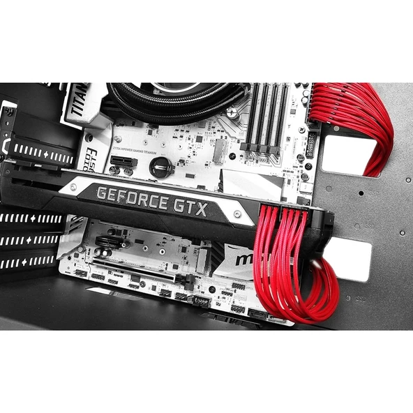 DEEPCOOL EC300-24P-RD Standart Atx Ps2 Güç Kaynağı Uzatma Kablosu Yüksek Kaliteli 18Awg Fiber 300Mm - Resim 2