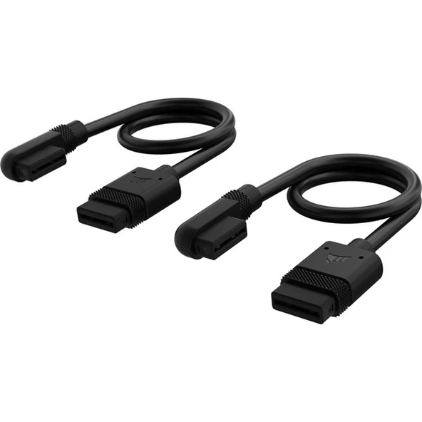 CROSAIR CL-9011123-Ww iCUE LINK Kablosu, 2x 200 mm, Düz/İnce 90° konektörlü, Siyah - 2