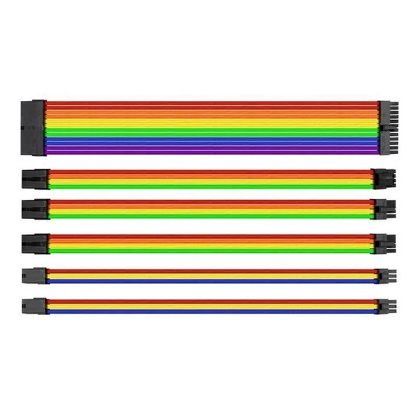 Thermaltake AC-049-CNONAN-A1 TtMod Rainbow Power Supply Sleeved Kablo Seti  (16 AWG) - 1