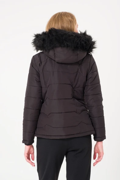 Günlük Kürklü Şişme Kadın Mont - Resim 3