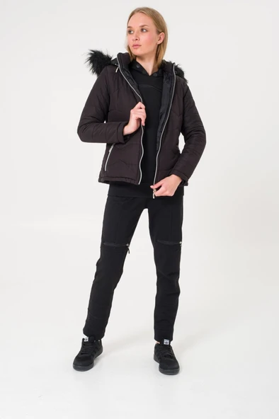 Günlük Kürklü Şişme Kadın Mont - Resim 7