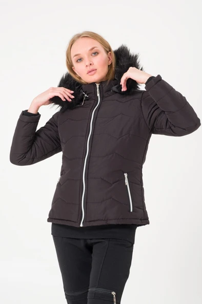 Günlük Kürklü Şişme Kadın Mont ürün görseli