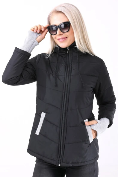 Günlük Su Geçirmez Kışlık Şişme Kadın Mont - Resim 4