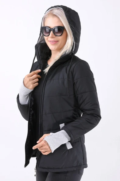 Günlük Su Geçirmez Kışlık Şişme Kadın Mont - Resim 2