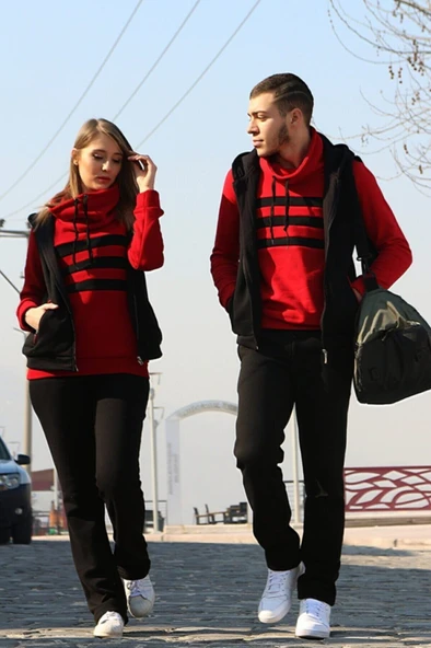 Günlük Kışlık Sevgili Eşofman Tekli Kadın Takım - 3