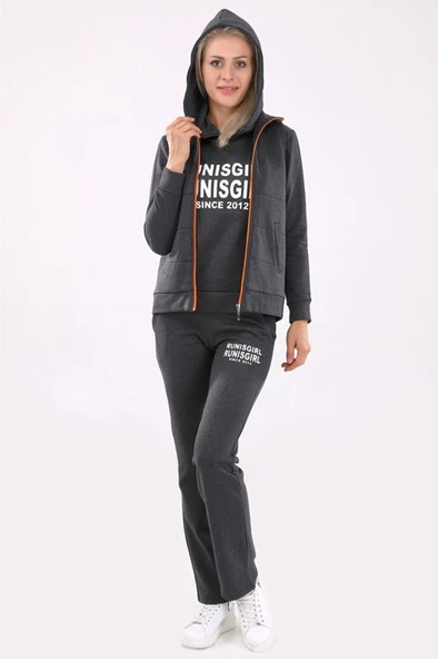 Günlük Kışlık Şık ve Rahat Üçlü Kadın Eşofman Takımı - 6