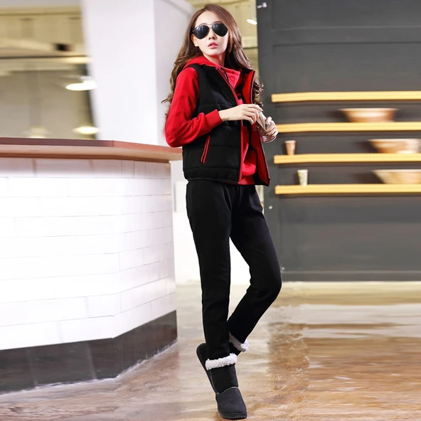 Günlük Kışlık Sevgili Eşofman Tekli Kadın Takım - Resim 2