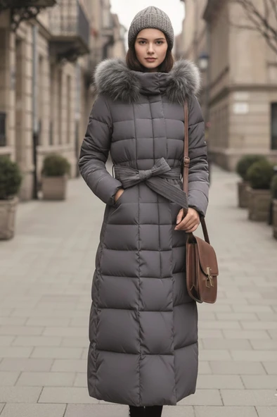 Günlük Kışlık Tam Boy Şişme Kadın Mont ürün görseli 1