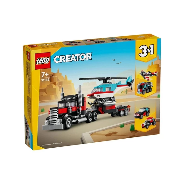 31146 LEGO® Creator 3’ü1 arada Helikopterli Açık Kasa Kamyon 270 parça +7 yaş