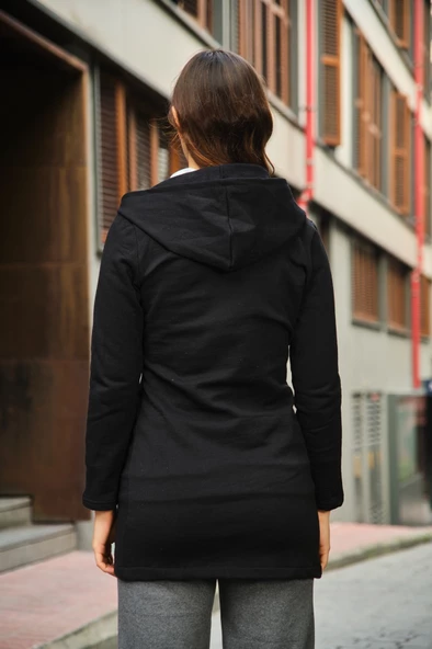 Günlük Fermuarlı Kapüşonlu Şık Kadın Ceket - 6