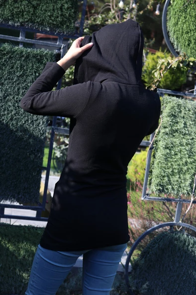 Günlük Fermuarlı Kapüşonlu Şık Kadın Tesettür Ceket - 2