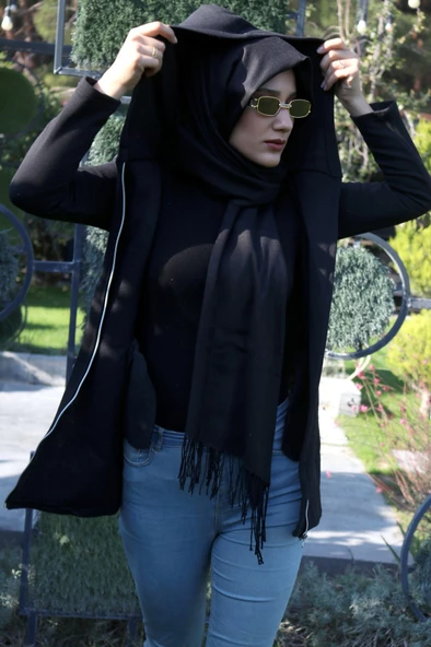 Günlük Fermuarlı Kapüşonlu Şık Kadın Tesettür Ceket - 4