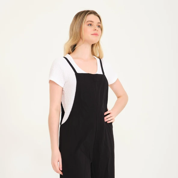 Günlük Askılı Bol Kesim Yazlık Kadın Tulum - Resim 4