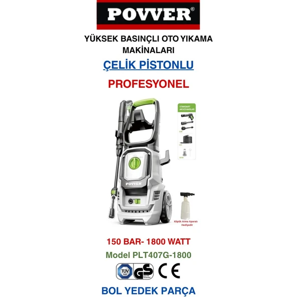 Povver PROFESYONEL İNDÜKSİYON MOTORLU Yüksek Basınçlı Yıkama Makinası