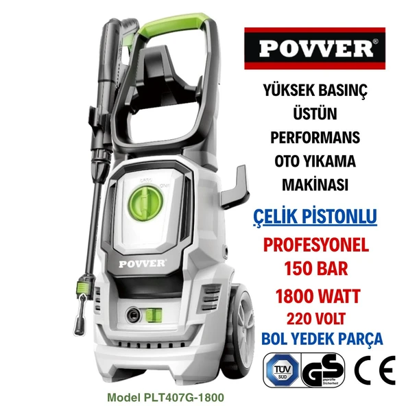 Povver PROFESYONEL İNDÜKSİYON MOTORLU Yüksek Basınçlı Yıkama Makinası 1800 W -150 BAR ürün görseli