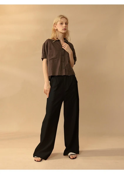 Keten Günlük Pantolon Düğmeli - Resim 2