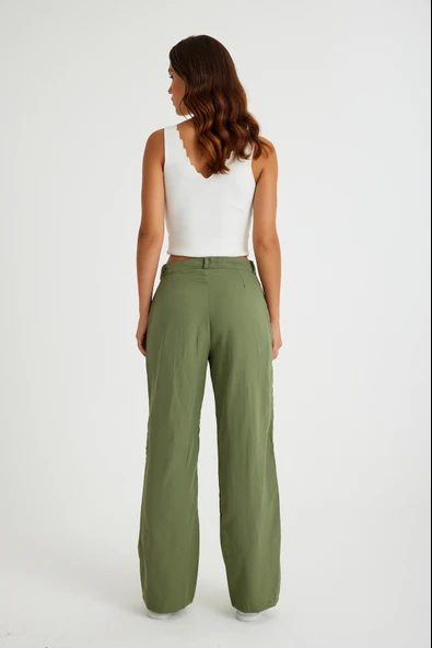 Keten Günlük Pantolon Düğmeli - 4