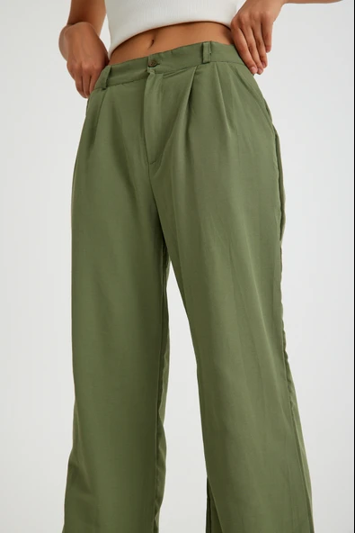 Keten Günlük Pantolon Düğmeli - 5