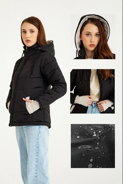 Günlük Su Geçirmez Kışlık Şişme Kadın Mont - 7