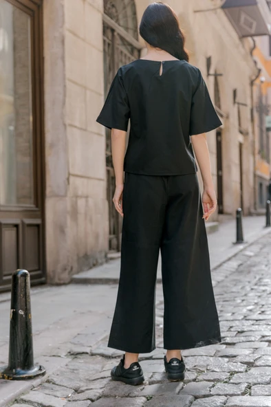 Keten Günlük Rahat Beli Lastikli Kadın İkili Takım Alt Üst - Resim 4